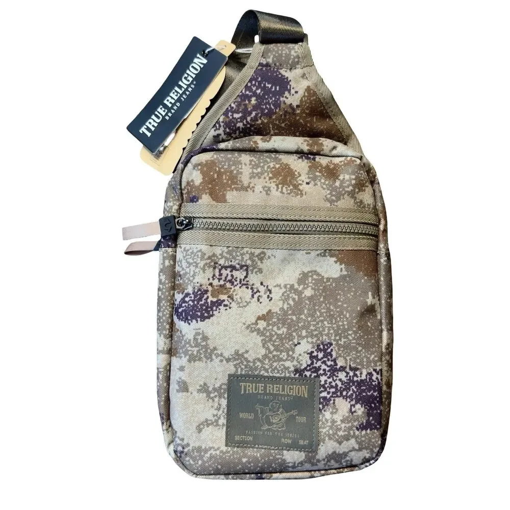 True Religion Camo Crossbody Sling Bag Chest Pack NWT Adjustable Strap‎
